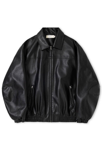 OVERSIZED BLACK LEATHER JACKET