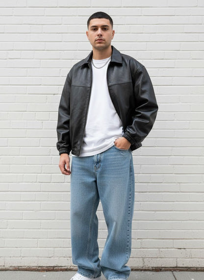 OVERSIZED BLACK LEATHER JACKET